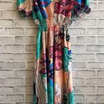 SheIn Women’s long floral short sleeve v-neck dress Small Photo 0