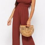 Forever 21 Rust Smocked Strapless Jumpsuit Photo 0