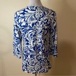Chico's Chico’s Scrolls Henley Side Slit Tunic Top in Intense Azul Blue NEW 0/ SMALL Photo 7