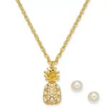 Charter Club Crystal/Pearl Pineapple Set in Gold-Tone NWT MSRP $30 Photo 0