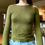 Green Flare Sleeve Knit Sweater Size XS Photo 2