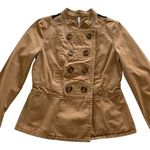Via Penny Lane Reworked Apparel | Tupac Graphic Military Style Jacket Medium Tan Photo 2