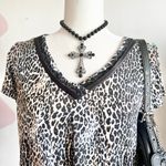Leopard Lace Trim Top, Y2K,‎ Coquette, Grunge, Edgy, Romantic, Small, Baddie Photo 1
