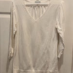 Gap Lightweight Women's V-Neck Bracelet Sleeve Sweater White Cotton Large Photo 0