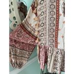 American Eagle AE  Pink Embroidered Floral Tasseled Boho Peasant Top Sz Medium Photo 5