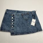 RE/DONE  Acid Blue‎ Wrap Mini Skirt Womens Size 27 Button Denim Jean Pocket NEW Photo 2