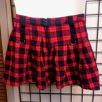 Royal Bones  by Daang, Red Plaid Pleated Mini Skirt Size Large Photo 2