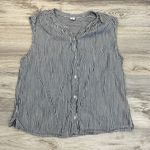 Old Navy Navy Blue & White Striped Sleeveless Button Down Women’s Shirt Small Photo 3