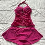 Gottex Swimsuit Set Tankini Top Womens Size 36D Swim Skirt Size 8 Pink Beach Photo 0