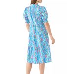 NWT Mary Square Molly Dress Large Blue Floral Tiered Midi Collared Puff Sleeve Photo 1