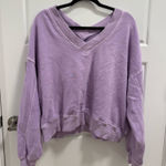 Aerie  Purple Double V-Neck Pullover Sweatshirt Photo 0