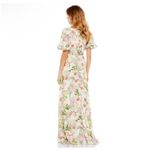 Mac Duggal Size 4 NEW 9079 Floral Print Faux Wrap Flutter Sleeve A Line Gown Photo 1