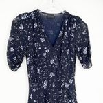 Nicholas Floral Silk Slit Leg Knee Length Dress 0 Blue Photo 4