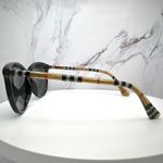 Burberry New  Sunglasses Black Front Round Pantos Frame Checkered Arms Gray Lens Photo 6