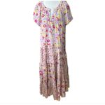 Sundance Pretty Petals Tiered Ruffle Purple Floral Maxi Dress Cotton Size Medium Photo 2