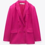 ZARA Double Breasted Flowy Blazer w/ Pockets Pink Size S NEW Photo 11