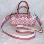 Guess Pink and White Satchel with Gold Accents Photo 9