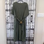 Bloomchic NWT  army green button front belted midi dress Photo 6