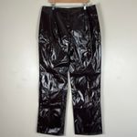 Pretty Little Thing NWT Plus Chocolate Brown Vinyl Seam Front Wide Leg Trouser Photo 3