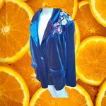 Colleen Lopez Velvet Embroidered Blazer Jacket Womens 1X Navy Blue Floral Photo 8