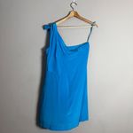 Banana Republic  Trina Turk 100% Silk One Shoulder Mini Dress Women's 14 Blue Photo 2