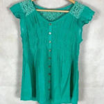 MINE Green Lace Back Babydoll Top Size Medium Photo 0