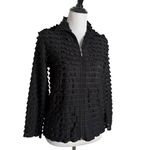 Womens See Though Black Ruffle Jacket Size S Petite Sheer Full Zip Ethereal Photo 3