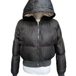 Jennifer Lopez JLO by Cropped Hooded Puffer Jacket Black Size Medium Photo 7