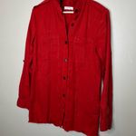 ZARA Premium Denim Red Button Down Casual Long Sleeve Shirt Size XS Photo 4