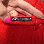 ZARA  Women's Asymmetric One Shoulder Midi Cable Knit Red/Orange Dress Medium Photo 5