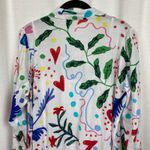 Loft  White Colorful Graffiti Tropical Rhythm Godet Shirt Dress Sz.12 Photo 10