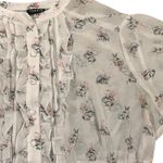Torrid  Size 0 White w Bunnies Chiffon Button‎ Up Ruffled Front Shirt Photo 1