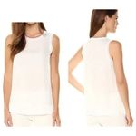 Theory  Lewie Silk Tank Top Ivory & Tomato Trim Size Small Photo 1