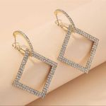 Minimalist Geometric Square Earrings For Women Shiny Luxury Rhinestone Drop Earr Photo 2