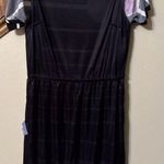 Peter Nygard  black & white striped dress with purple flower Photo 4