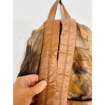 Vintage 1980s/90s Brown Leather Patchwork Clip Front Drawstring Backpack Bag Photo 8