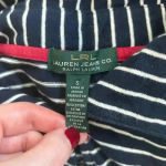 LRL Lauren Ralph Lauren Navy Stripe Cotton Collared Long Sleeve Midi Dress S Blue Photo 3