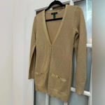 Ralph Lauren Lauren Metallic Gold Silk Blend Knit Button Down Cardigan Size XS Photo 2