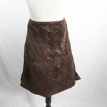 Vintage 1990s Chocolate Brown 100% Leather Sueded Skirt with Side Stitch Size 8 Photo 3