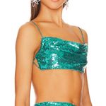 NBD Sequin Crop Top Mermaid Green MEDIUM Tie Back Bandeau Annelise $128 NEW Photo 2