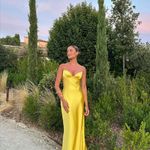 ZARA  golden Yellow Maxi satin corset bodycon formal Dress evening party wedding Photo 4