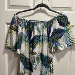Blue Island Women's Blue/Green Tropical Blouse Bare shoulder. Size M Photo 0