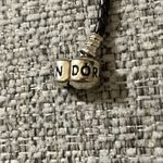 Pandora Sterling Silver Leather Cord Necklace Choker with Four Charms Photo 3