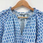 Vineyard Vines Island Ocean Breeze Seastitch Block Print Popover Blue Blouse XS Photo 2