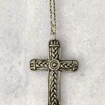 Vintage Estate Marcie USA Pewter Cross Pendant & Chain Silver Photo 1