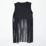 EXPRESS NWT Womens Suede Fringe Sleeveless Vest Size S Black Cowgirl Western Photo 6