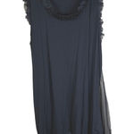 Carolina Benoit Black Ruffle Asymmetrical Sheer Overlay Mini Dress Womens Small Photo 0