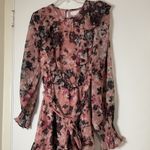 Rachel Parcell  pink Floral Print Ruffle Chiffon Blouson belted Dress Size US 4 Photo 6