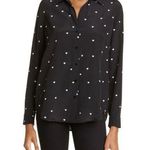 L'Agence  Nina Heart Black Rose Floral Silk Button Down Shirt Blouse XS Quiet Lux Photo 0