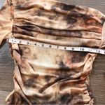 Commense Semi Sheer Tulle Mesh Top Off Shoulder Long Sleeve Crop Top Small Khaki Tan Photo 4